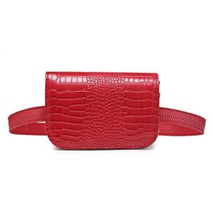 Cherry Red Faux Leather Gator Skin Belted …